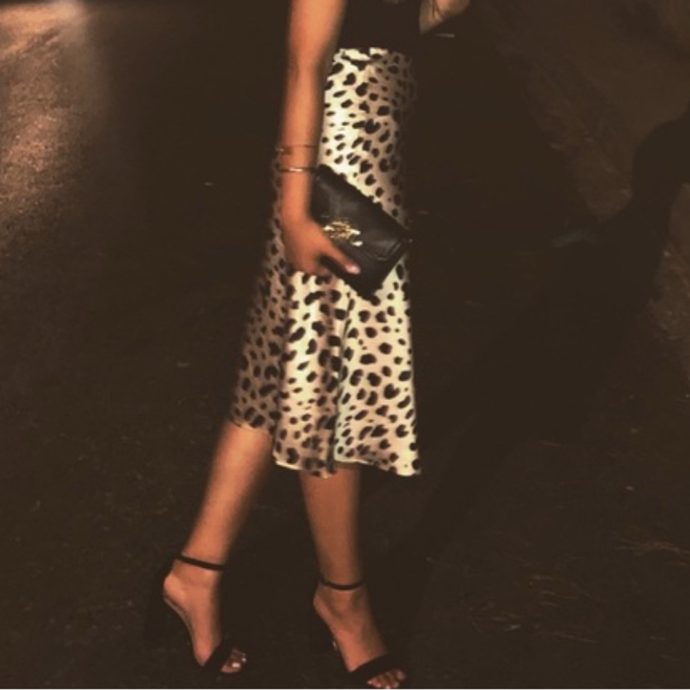 Aqua Black and Cream A-Line Skirt
